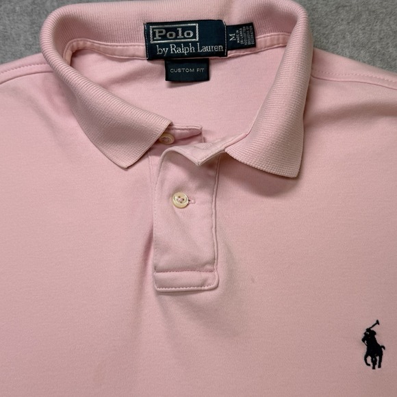 Polo Ralph Lauren Men's Polo Shirt M Pink Custom Fit Short Sleeve Cotton Classic - Picture 3 of 7